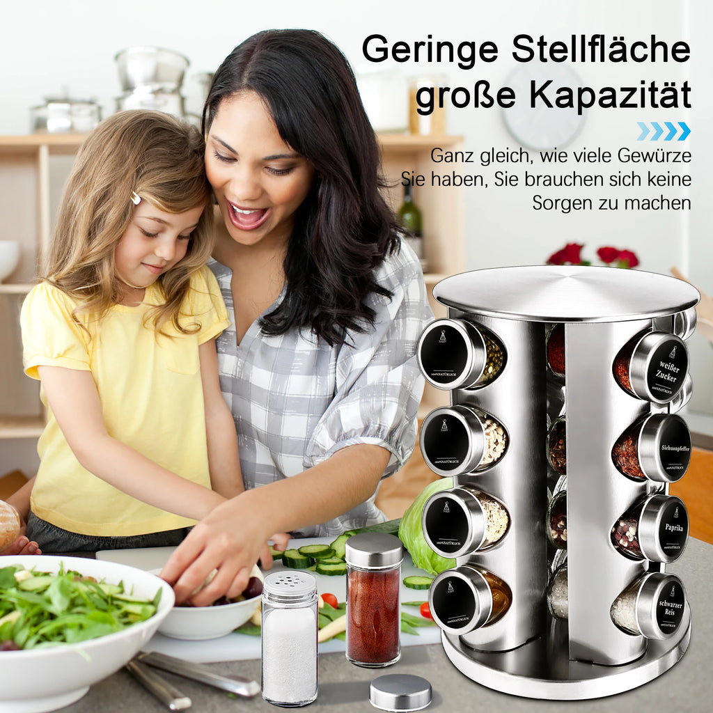 Rotating Spice Rack Set, Includes 16 x 100ml